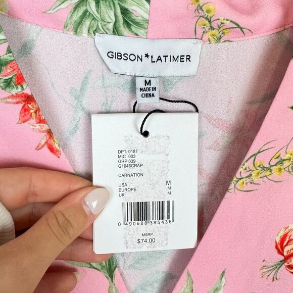 Gibson Latimer NWT Bubblegum Pink Floral Print Sleeveless Tunic Blouse Tank - Picture 11 of 13